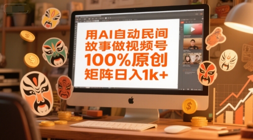 用AI自动民间故事做视频号，100%原创，矩阵日入1k+-来友网创