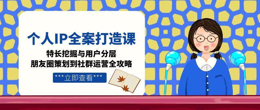 个人IP全案打造课，特长挖掘与用户分层，朋友圈策划到社群运营全攻略-来友网创